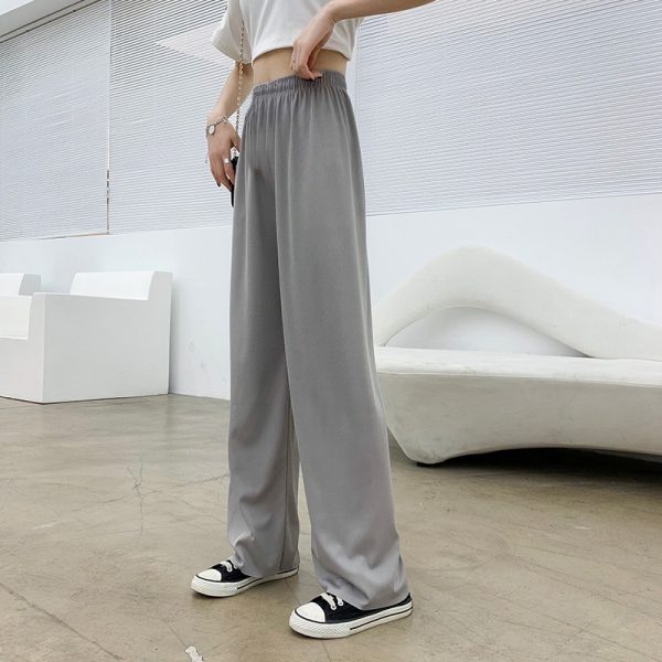 Straight pants loose all-match thin high waist casual wide leg pants - #720 Grey
