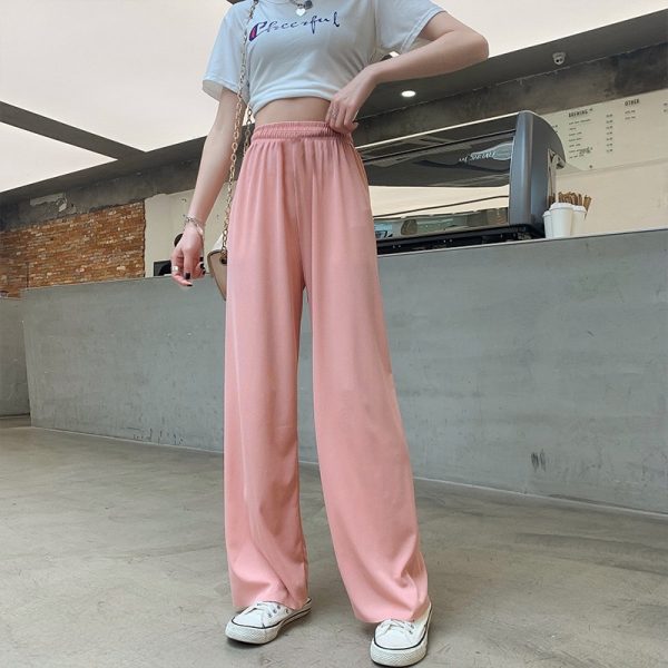 Straight pants loose all-match thin high waist casual wide leg pants - #720 Pink