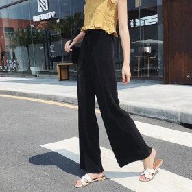 Straight pants loose all-match thin high waist casual wide leg pants - #740 Black - Image 1