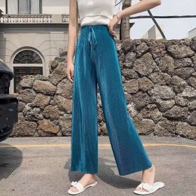 Straight pants loose all-match thin high waist casual wide leg pants - #740 Green - Image 1