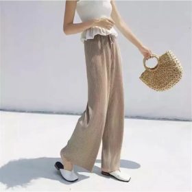 Straight pants loose all-match thin high waist casual wide leg pants - #740 Khaki