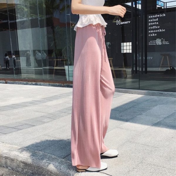 Straight pants loose all-match thin high waist casual wide leg pants - #740 Pink
