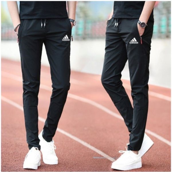 Tracksuit Men / Sport Running Long Pants Men - Zip Adidas (Black)