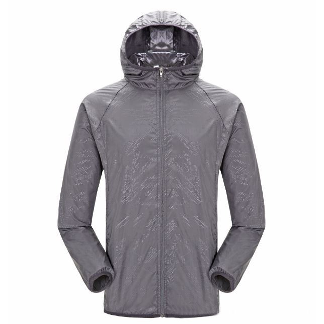 Unisex Jogging Hiking Sport Jacket Windbreaker - Grey - Image 1