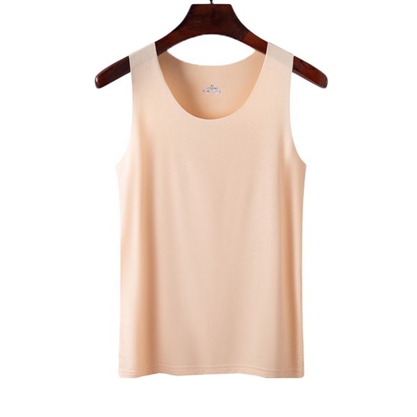 Women Singlet Camisole Inner Tank Shirt Casual Plain Top Plus Size Undershirt - Beige