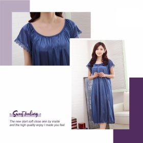 Women's Pyjamas Summer Ladies Sexy Lace Long Dress Sleepwear Robes Nightgown Nightwear Dress - Rose - Image 5