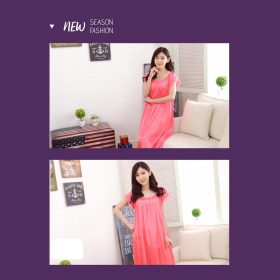 Women's Pyjamas Summer Ladies Sexy Lace Long Dress Sleepwear Robes Nightgown Nightwear Dress - Rose - Image 6
