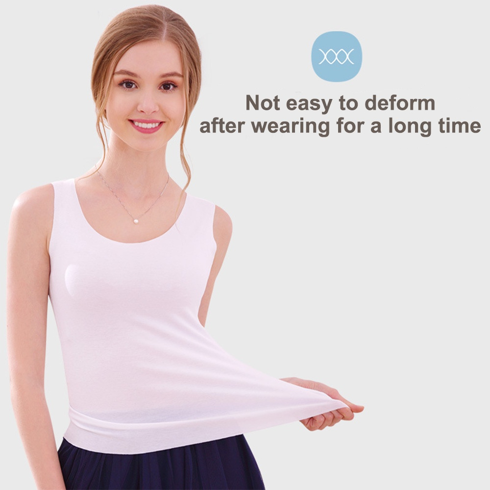 Women Singlet Camisole Inner Tank Shirt Casual Plain Top Plus Size Undershirt - Blue - Image 6