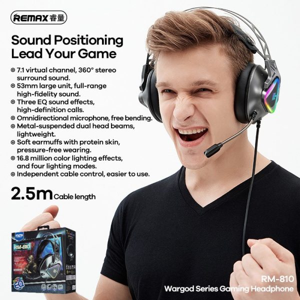 REMAX Gaming Headphone Wired Headphone With Mic RM-810 RGB Headphone Gaming Wired Headphones USB Gaming Headset With Mic