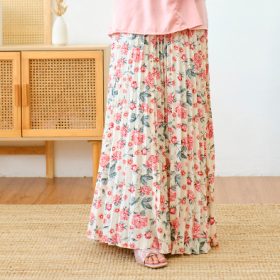 ZUCCA Yanie Floral Pleated Skirt (ZW167 382) - Pattern H Khaki - Image 4