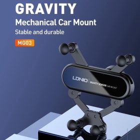 LDNIO MG03 Gravity Sensor Mechanical Air Vent Universal Car Mount 360 Degree Rotation Phone Holder - Black - Image 3