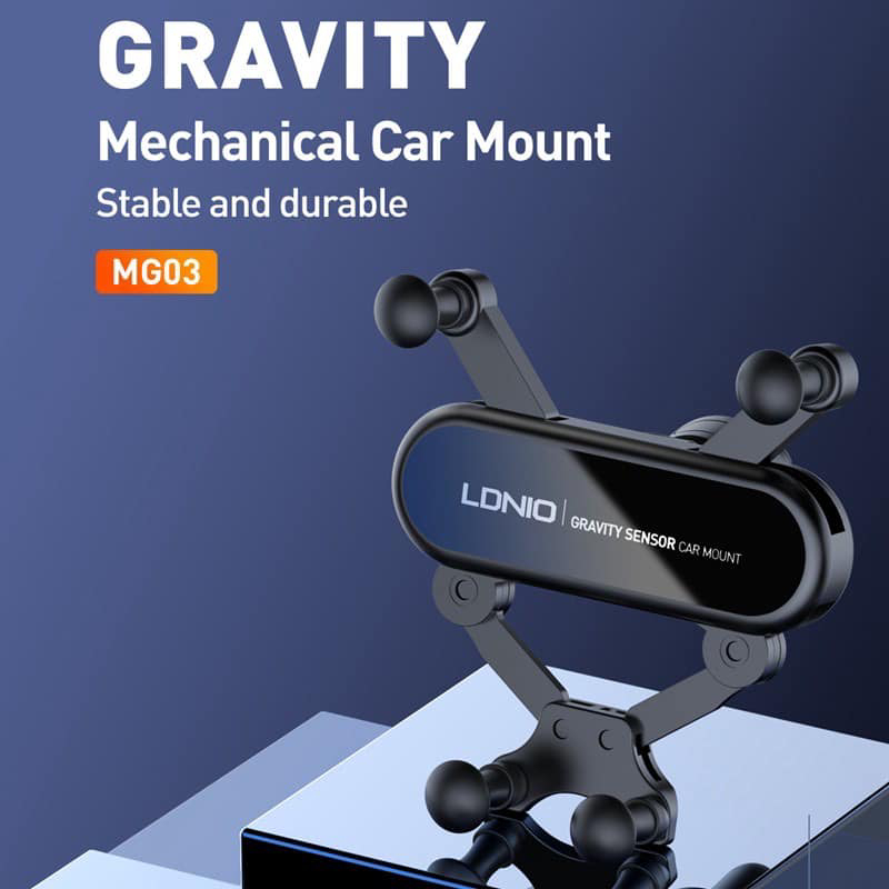 LDNIO MG03 Gravity Sensor Mechanical Air Vent Universal Car Mount 360 Degree Rotation Phone Holder - Black - Image 3