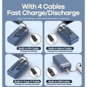 REMAX RRP-200 Hunergy Series 50000MAH Powerbank 22.5W + PD with built-in cable fast charge powerbank- Blue - Image 5