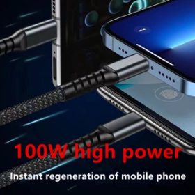 100W 3 in 1 Super Charging Cable 6A Micro USB Type C Fast Charger Type-C Cable Data Cable For Samsung - Grey - Image 6