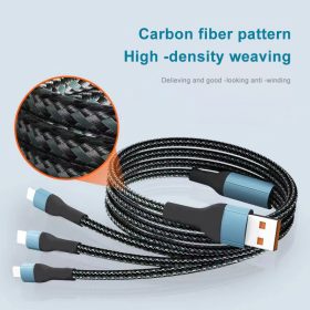 120W Fast Charging Cable 3 in 1 Charging Data Cable USB to Type C Charging Cable Charger Wire Cord For Samsung - Black - Image 4