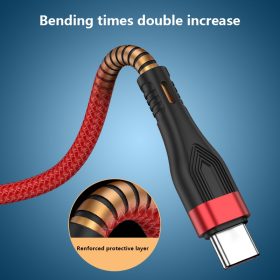 120W 6A Super Fast Charging iPhone Cable For Huawei P50 P40 Pro Phone Nylon Data Cord 1M 2M - Black - Image 5