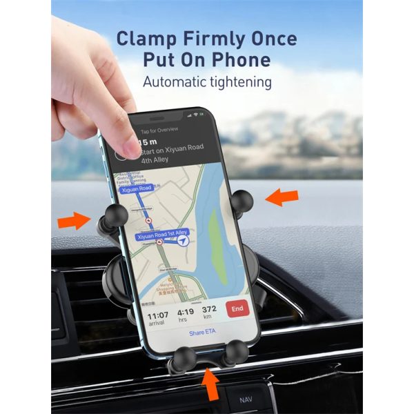 LDNIO MG03 Gravity Sensor Mechanical Air Vent Universal Car Mount 360 Degree Rotation Phone Holder - Black