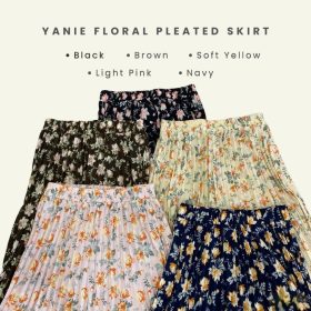 ZUCCA Yanie Floral Pleated Skirt (ZW167 382) - Pattern H Khaki - Image 5