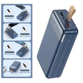 REMAX RRP-200 Hunergy Series 50000MAH Powerbank 22.5W + PD with built-in cable fast charge powerbank- Blue - Image 4