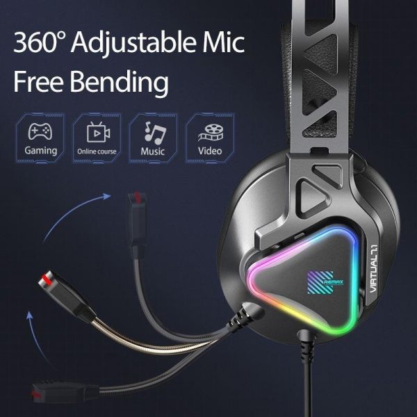 REMAX Gaming Headphone Wired Headphone With Mic RM-810 RGB Headphone Gaming Wired Headphones USB Gaming Headset With Mic