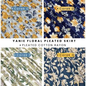 ZUCCA Yanie Floral Pleated Skirt (ZW167 382) - Pattern H Khaki - Image 8