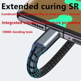 100W 3 in 1 Super Charging Cable 6A Micro USB Type C Fast Charger Type-C Cable Data Cable For Samsung - Grey - Image 3