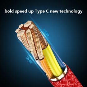 120W 6A Super Fast Charging iPhone Cable For Huawei P50 P40 Pro Phone Nylon Data Cord 1M 2M - Black - Image 7