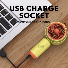 Small Mini Desk Standing Handheld Fan Portable USB Rechargeable Cute Strong Wind YS-2250 - Green - Image 6