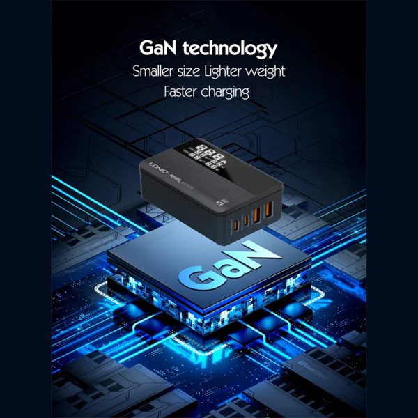 LDNIO A4809C 100W LED Display Desktop Charger PD Super Fast Charging - Black