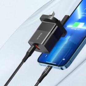 MCDODO CH130 Hydrogen Series 20W PD + QC3.0 Fast Charging Wall Charger Adapter (UK Plug) CH-1302 - Black - Image 3