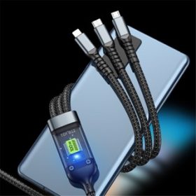 100W 3 in 1 Super Charging Cable 6A Micro USB Type C Fast Charger Type-C Cable Data Cable For Samsung - Grey - Image 8