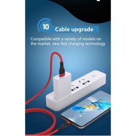 120W 6A Super Fast Charging iPhone Cable For Huawei P50 P40 Pro Phone Nylon Data Cord 1M 2M - Black - Image 8