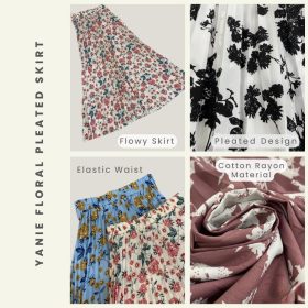 ZUCCA Yanie Floral Pleated Skirt (ZW167 382) - Pattern H Khaki - Image 9