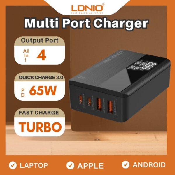 LDNIO A4809C 100W LED Display Desktop Charger PD Super Fast Charging - Black