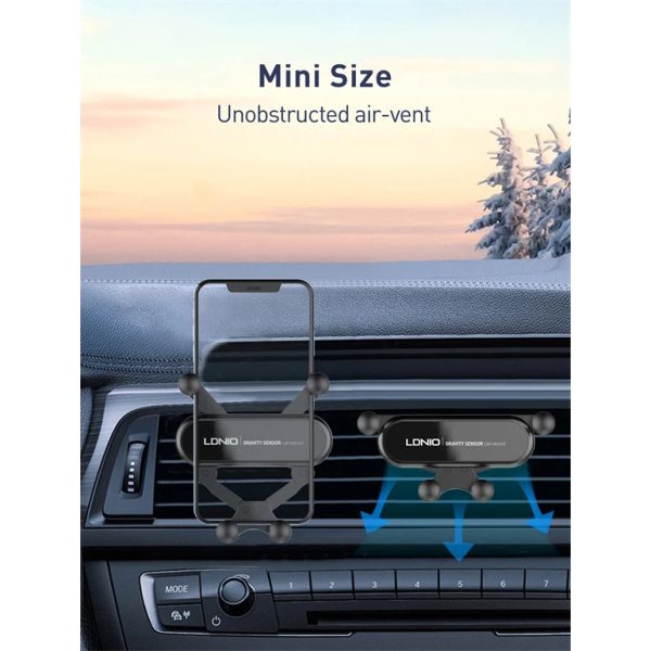 LDNIO MG03 Gravity Sensor Mechanical Air Vent Universal Car Mount 360 Degree Rotation Phone Holder - Black