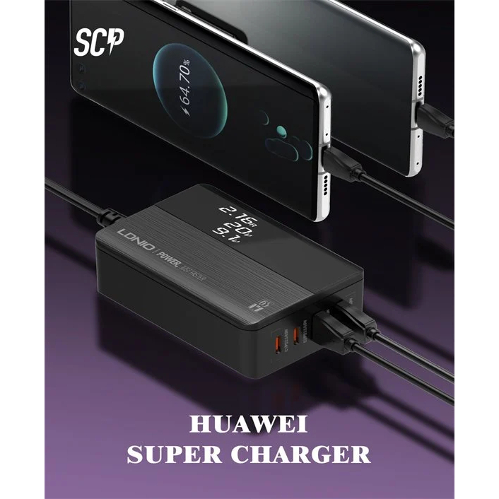 LDNIO A4809C 100W LED Display Desktop Charger PD Super Fast Charging - Black - Image 6