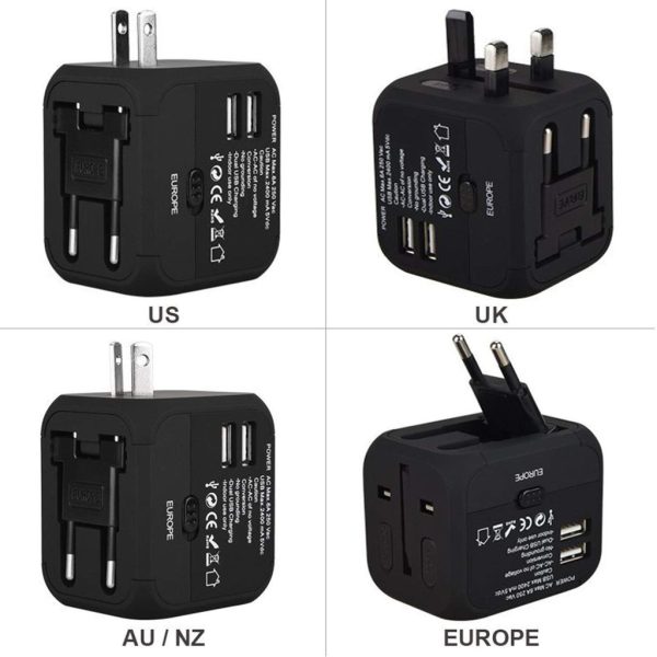 Universal Fast Charging Travel USB Charger Plugs Adapter (USB X2, 2.4A) UPA/2409 - Black