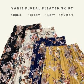 ZUCCA Yanie Floral Pleated Skirt (ZW167 382) - Pattern H Khaki - Image 7