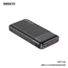 REMAX Powerbank 20000mAh Powerbank Remax RPP-192 PD Powerbank Fast Charging Type C Powerbank Type C Output Fast Charging - Black - Image 1