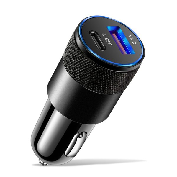 66W USB C Car Charger Quick Charge 3.0 Type C PD Fast Charging Phone Adapter For iP 13 12 11 Pro Max - Black