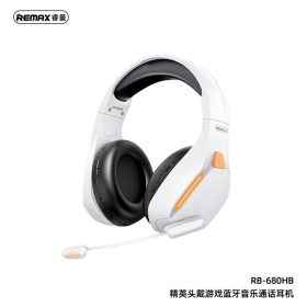 REMAX Headphone Wireless Gaming Headset With Mic RB-680HB Headset Wireless Gaming Headphone With Mic Over Ear Headphones - White - Image 1