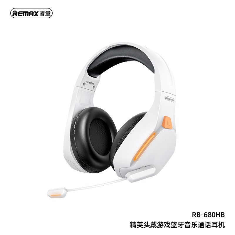 REMAX Headphone Wireless Gaming Headset With Mic RB-680HB Headset Wireless Gaming Headphone With Mic Over Ear Headphones - White - Image 1