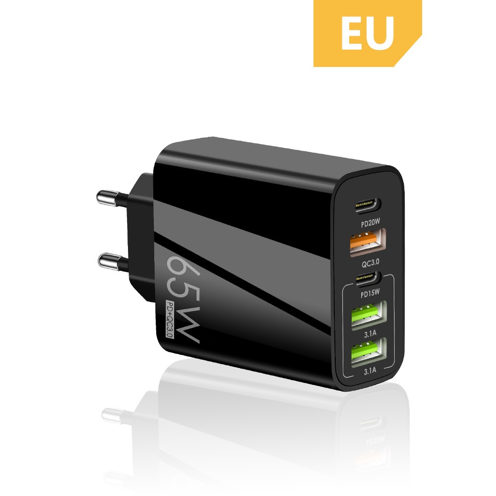 65W USB Charger Fast Charge QC 3.0 PD 3.0 Wall Charging 5 Port UK EU Plug Adapter Travel - Black - Image 10