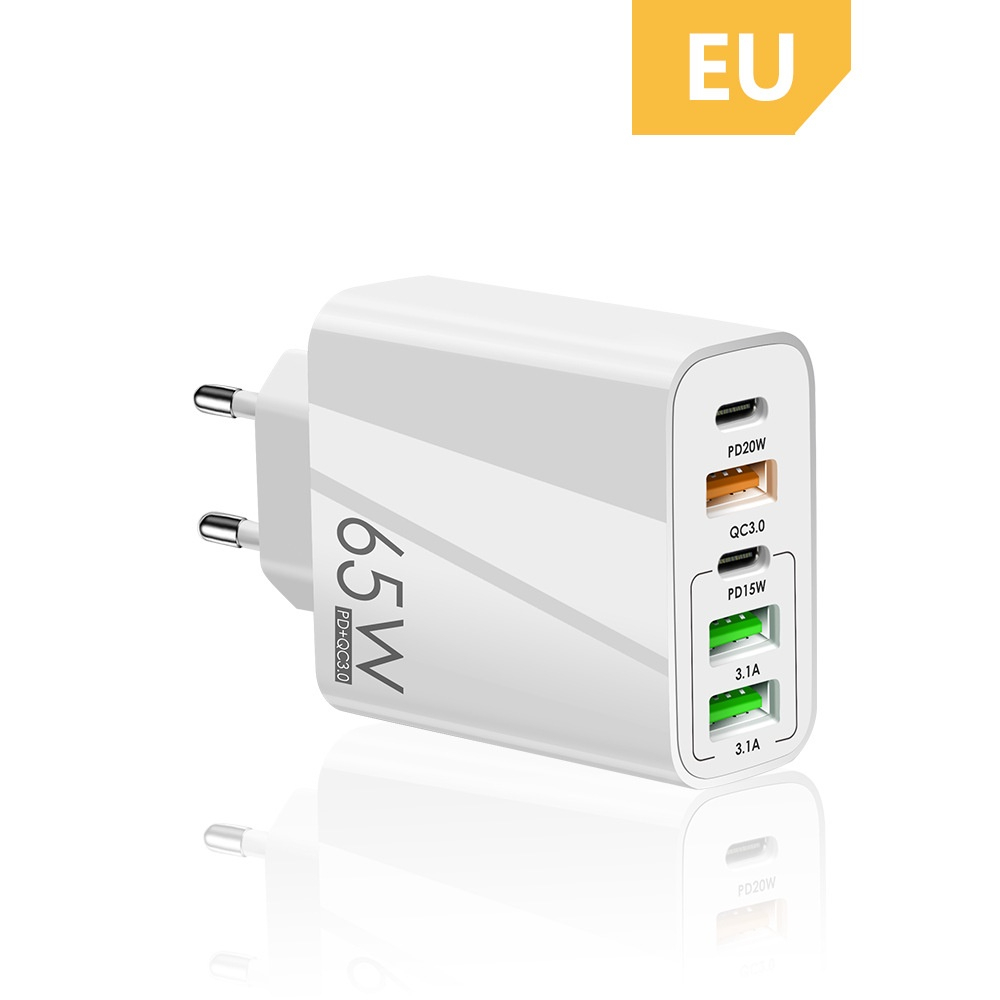 65W USB Charger Fast Charge QC 3.0 PD 3.0 Wall Charging 5 Port UK EU Plug Adapter Travel - White - Image 10