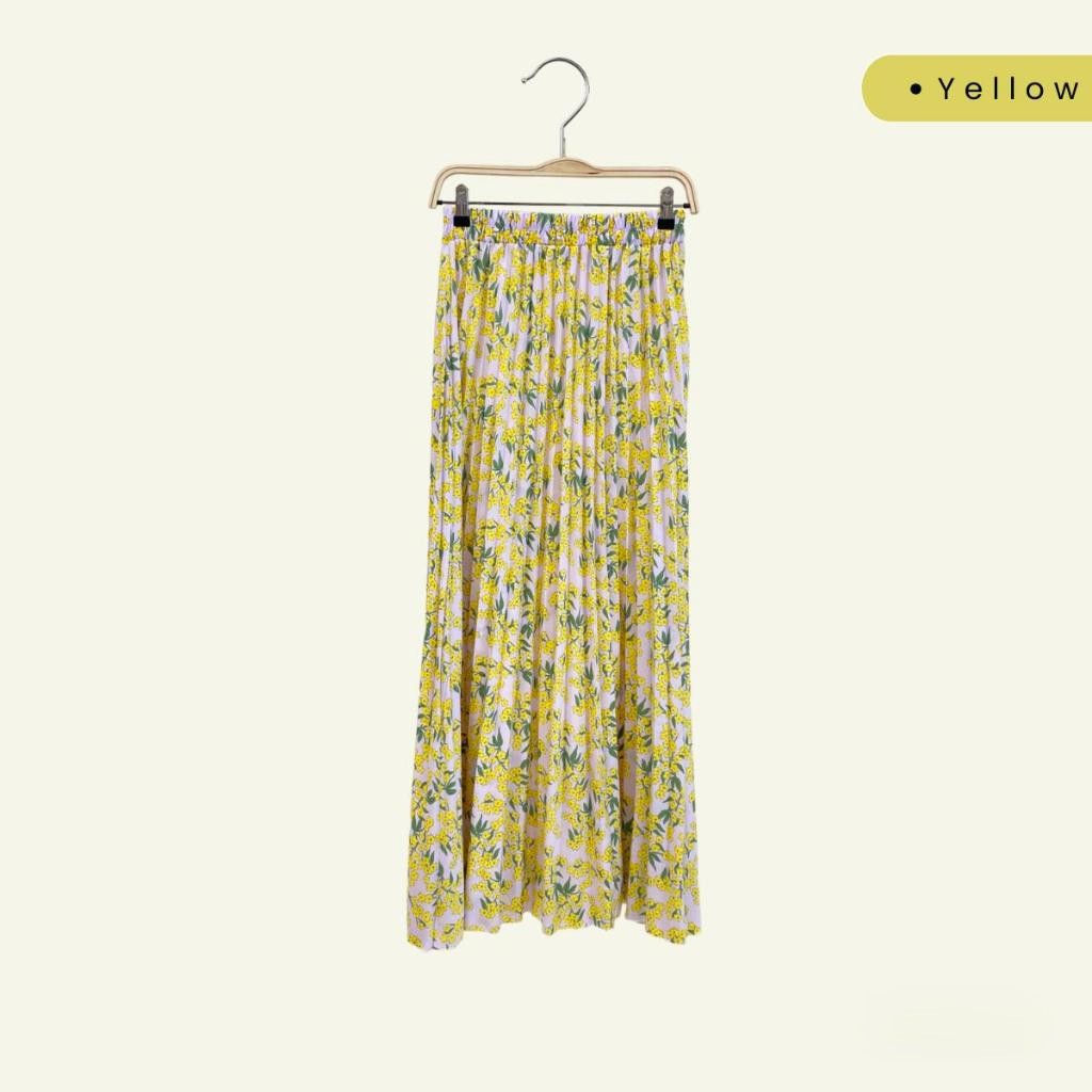 ZUCCA Yanie Floral Pleated Skirt (ZW167 382) - Pattern F Yellow - Image 1