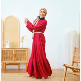 ZUCCA Miley Korea Casual Long Maxi Dress (E003 22200) - Maroon - Image 1