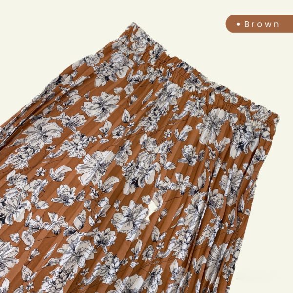 ZUCCA Yanie Floral Pleated Skirt (ZW167 382) - Pattern H Brown
