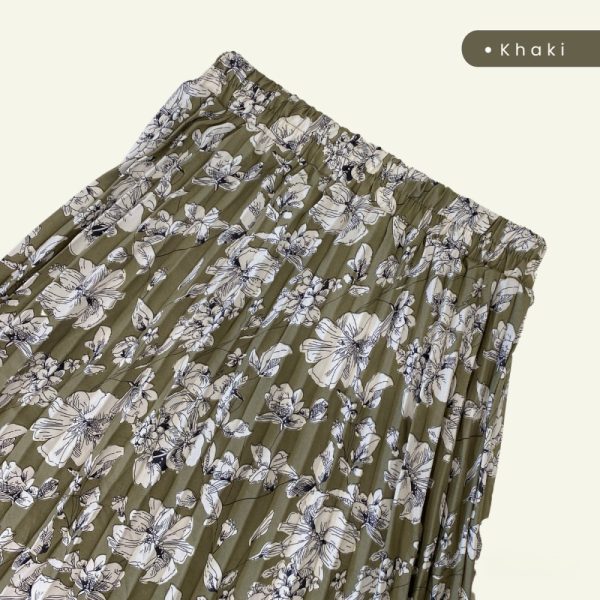 ZUCCA Yanie Floral Pleated Skirt (ZW167 382) - Pattern H Khaki