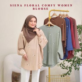 ZUCCA Siena Floral Comfy Women Blouse (ZW093 201237) - Aqua Blue - Image 3