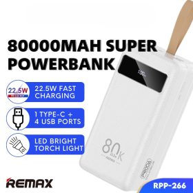 REMAX 80000mAh Powerbank PD Powerbank Type C Output RPP-266 Type C Powerbank 20W Powerbank - Image 2
